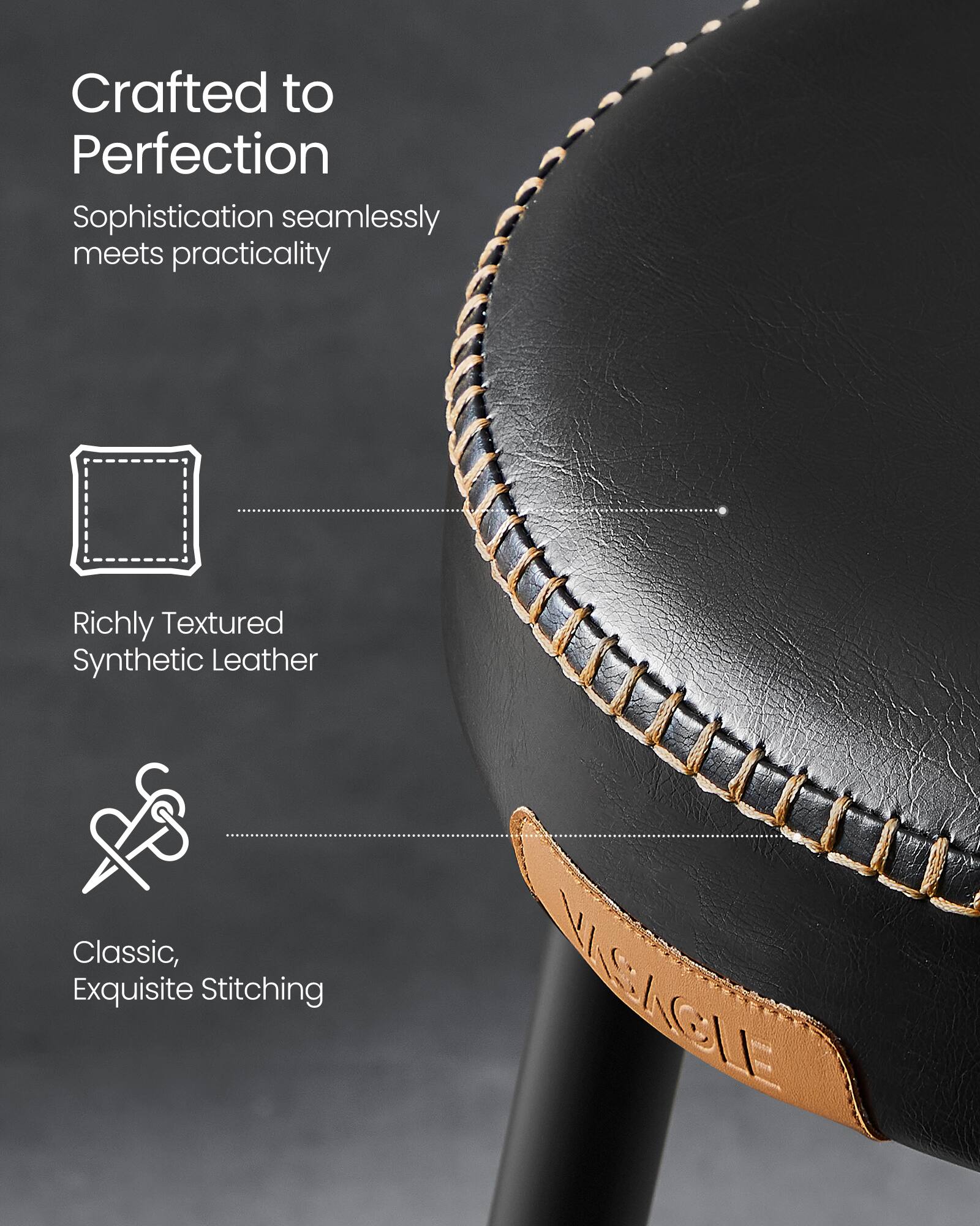 Crafted to Perfection  
Sophistication seamlessly meets practicality  

Richly Textured Synthetic Leather  

Classic, Exquisite Stitching  

NASAGLE