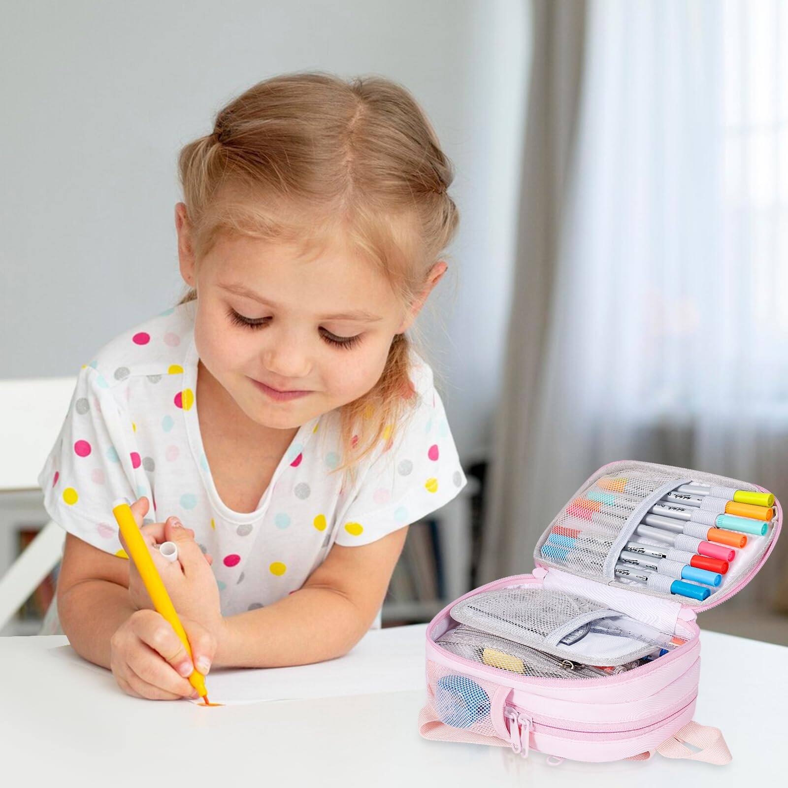 Alt View 1. Paradigms Interiors - Large Capacity Pencil Case Mini Backpack Storage High Bag Pouch Holder Marker Pen Organizer For Student Teen Adults - Purple.