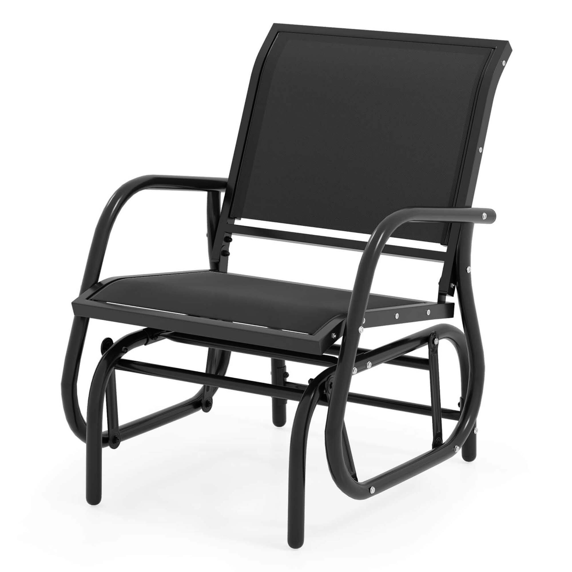 Front. Costway - Costway Outdoor Single Swing Glider Rocking Chair Armrest Garden Porch Backyard - Black.