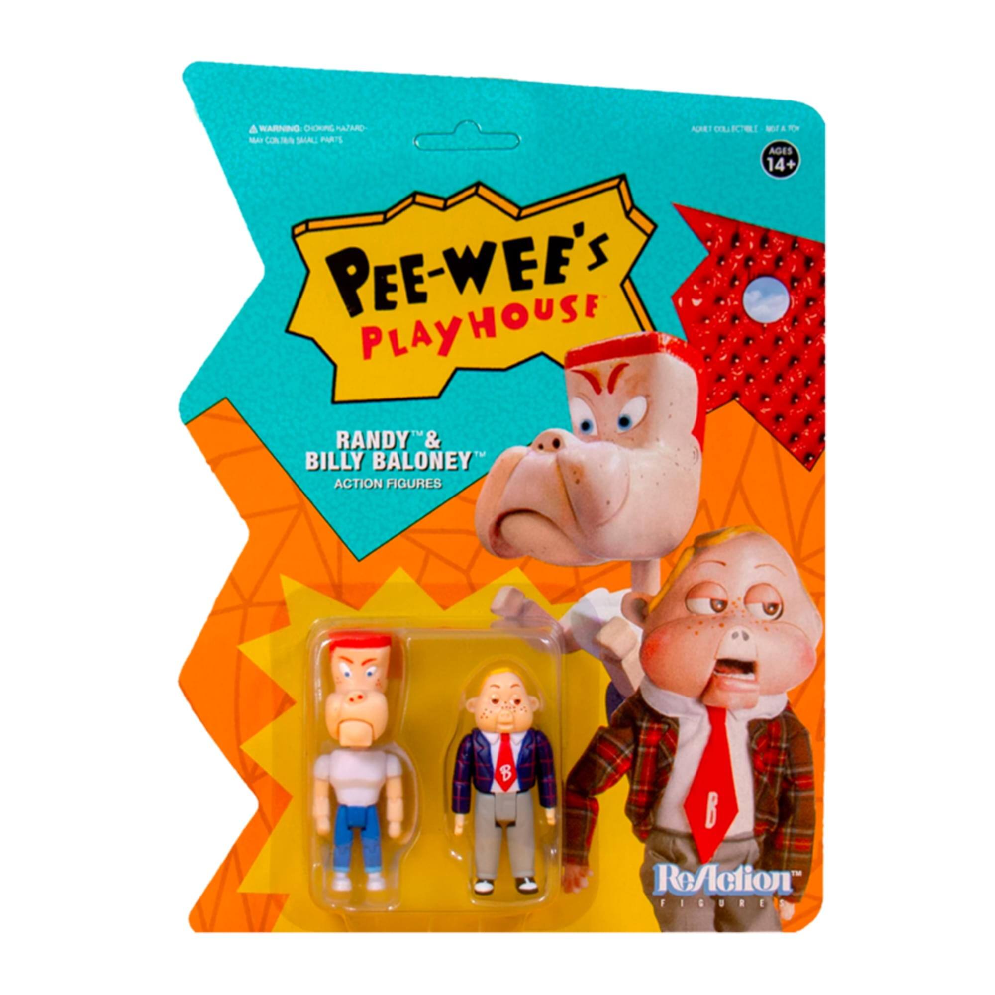 A WARNING DURING NATIED NUHET BLE! M T - Ca SAAL P AGES 14+ PEE-WEE'S PLAYHOUSE TM RANDY" & T BILLY BALONEY ACTION FIGURES B ReAction FIGURES