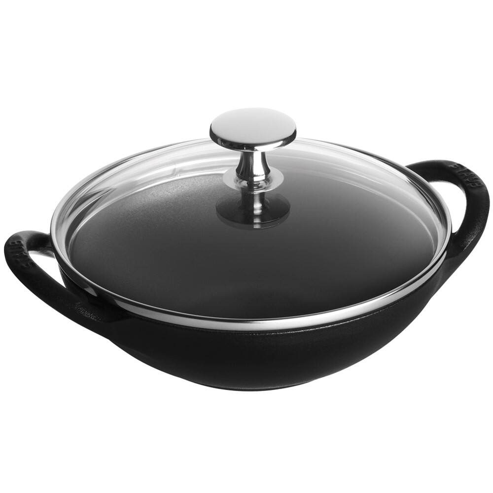 Front. Staub - Staub Cast Iron 0.5-qt Baby Wok - Matte Black - Matte Black.