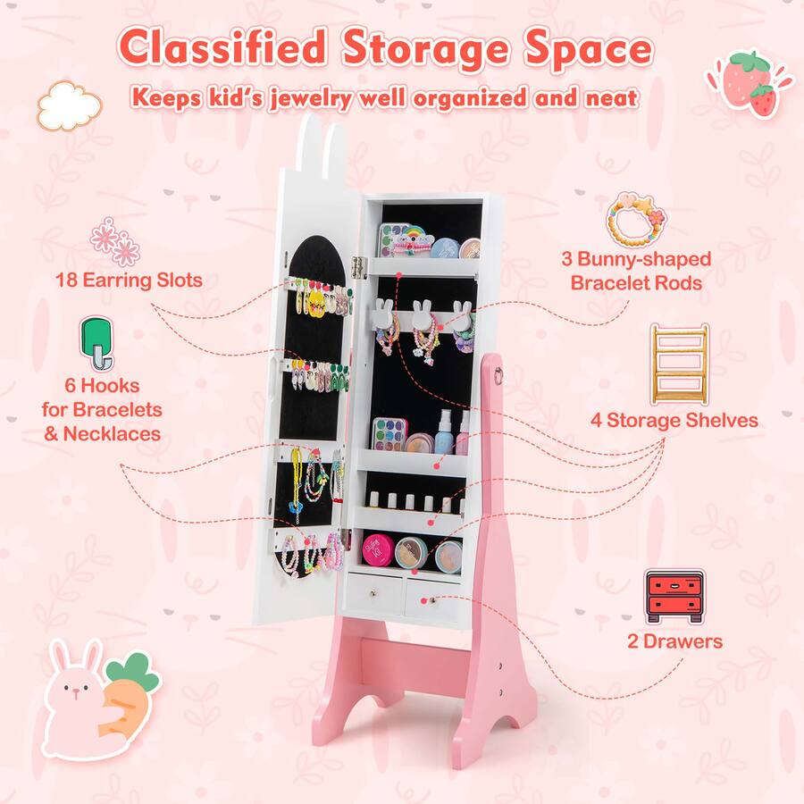 Slot Toy Rabbit Costway Kids Vanity Set Princess Makeup Dressing Table and Chair Set ...