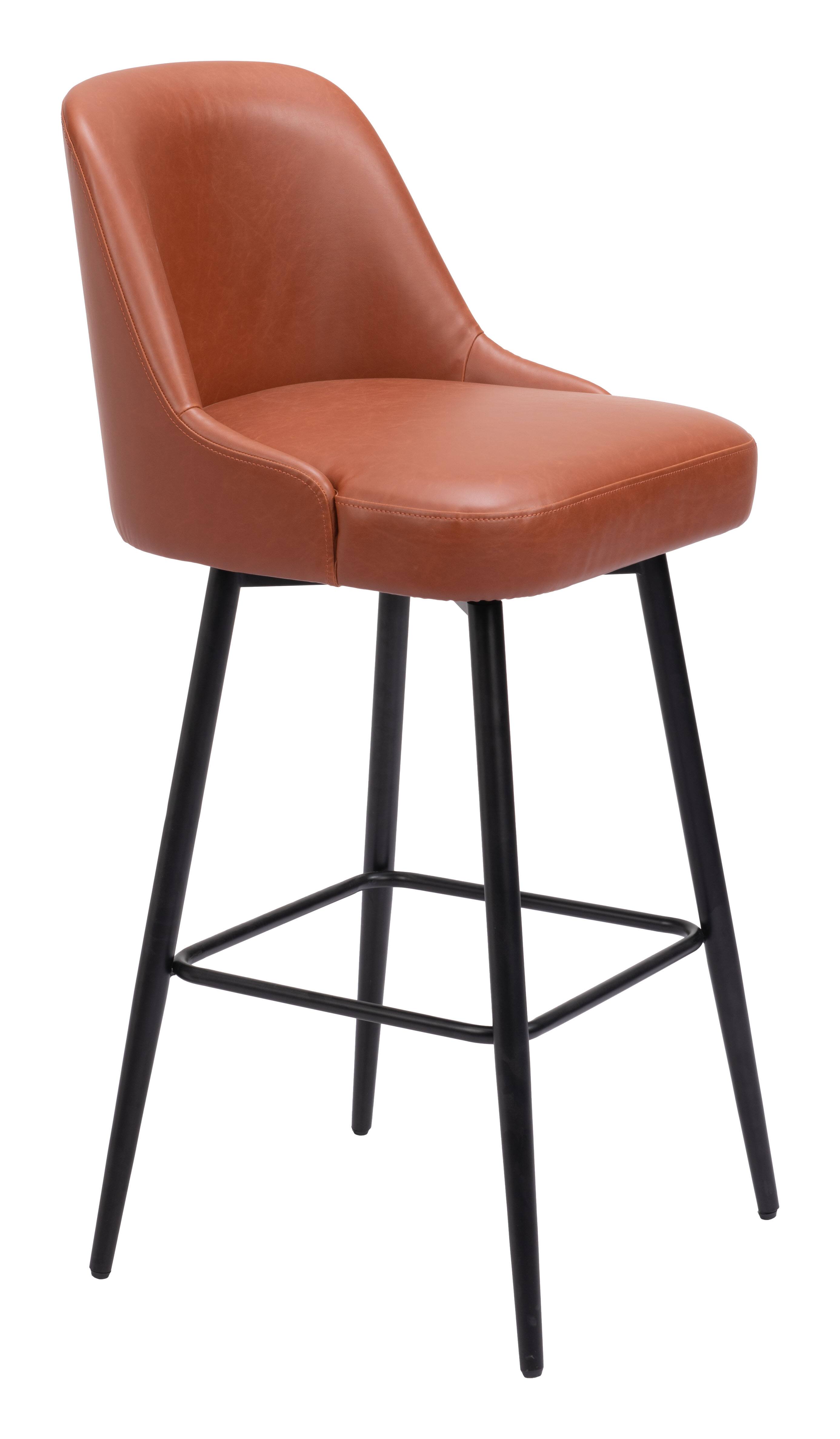 Front. Hivvago - Keppel Swivel Barstool Brown - Brown.