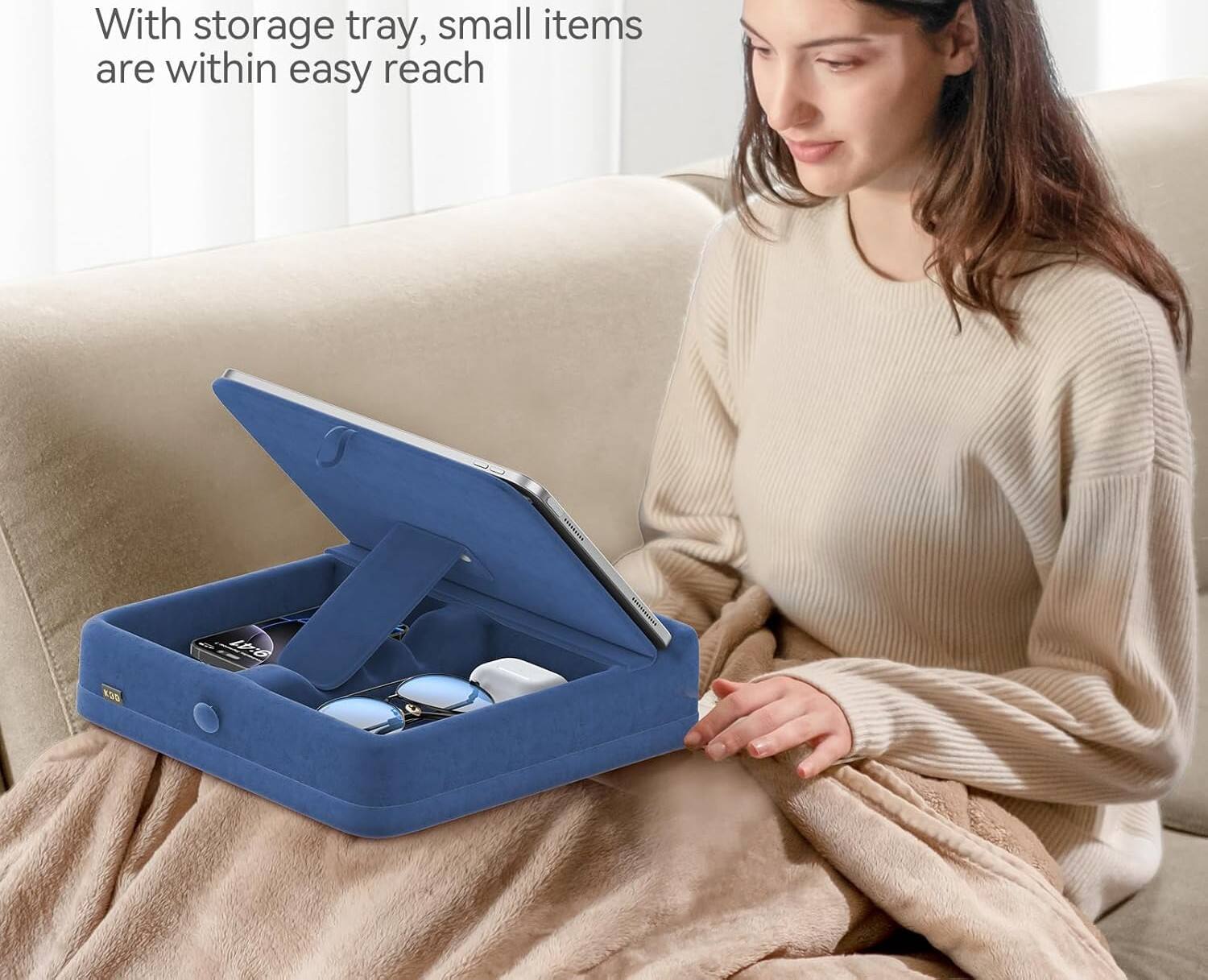 With storage tray, small items are within easy reach