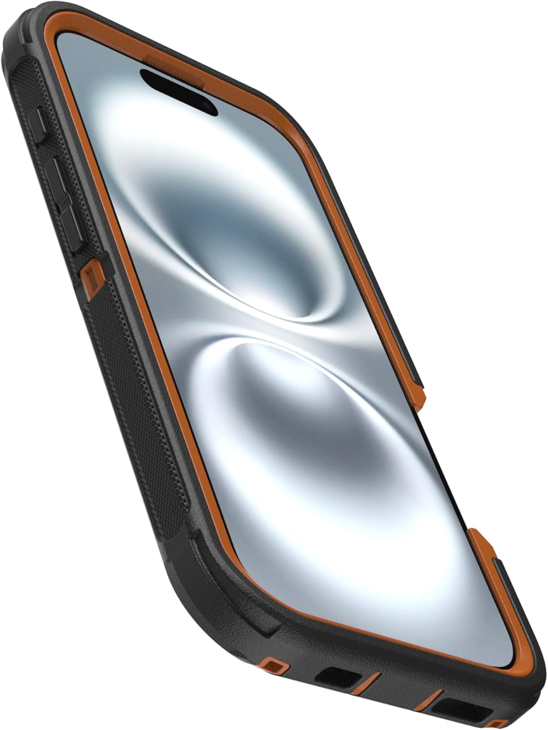 Back. OtterBox - OtterBox - Defender Series Pro Hard Shell for MagSafe for Apple iPhone 16 - Iron Eclipse (Black & Orange).