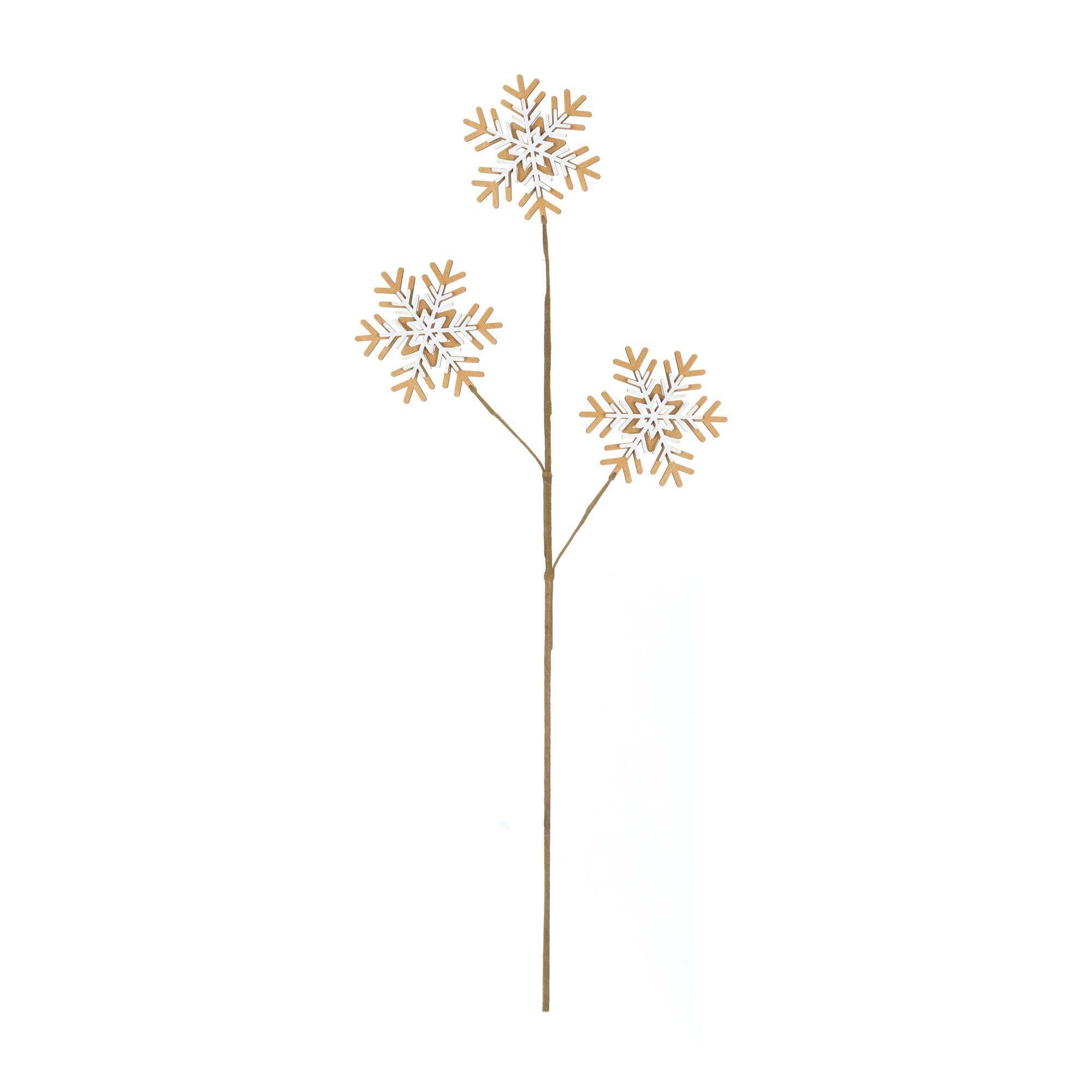 Angle. BreeBe - Wood Snowflake Spray (Set of 6) - Yellow, White.