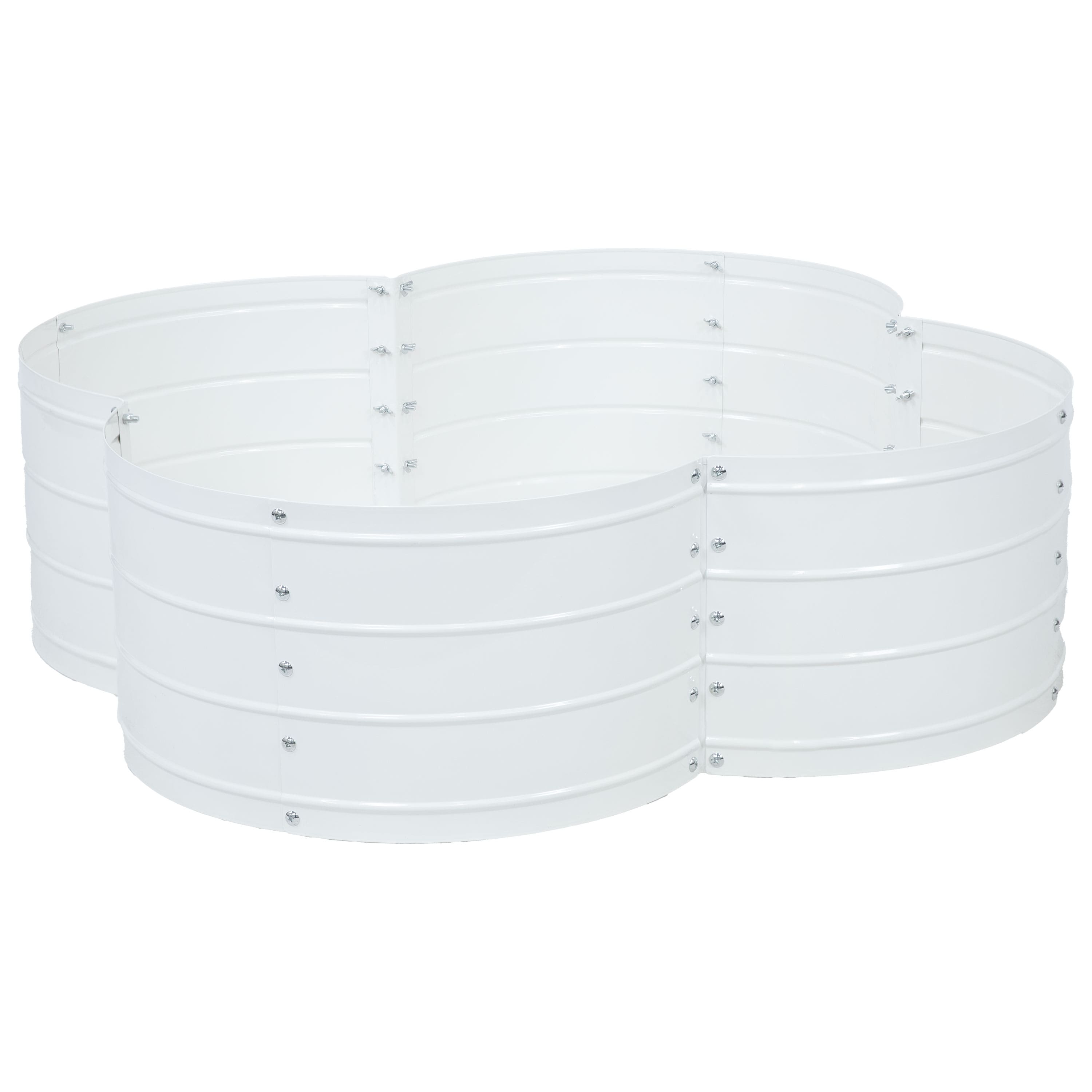 Sunnydaze - 4-Leaf Clover-Shaped Galvanized Steel Raised Planter Bed - Ivory White