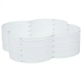 Sunnydaze - 4-Leaf Clover-Shaped Galvanized Steel Raised Planter Bed - Ivory White
