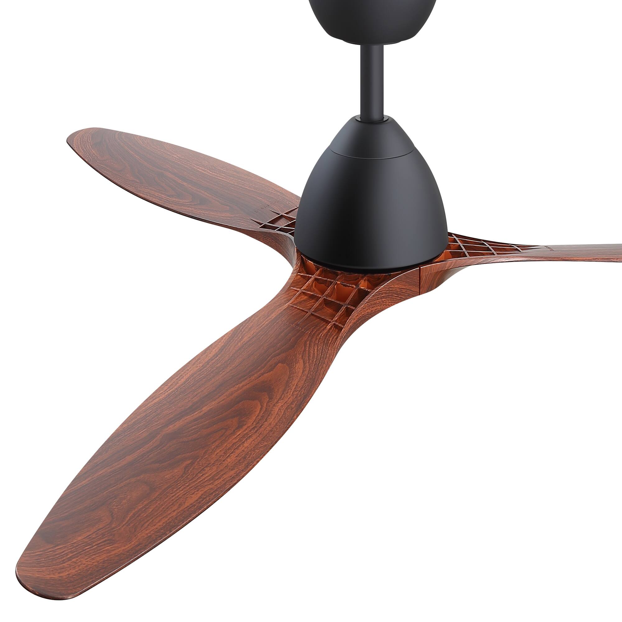Alt View 10. Breezary - 56-Inch Modern Ceiling Fan with 3 Reversible ABS Blades, 6-Speed Quiet DC Motor, Timer, 6" Downrod Mount - Black and Double-sided wood-grain.