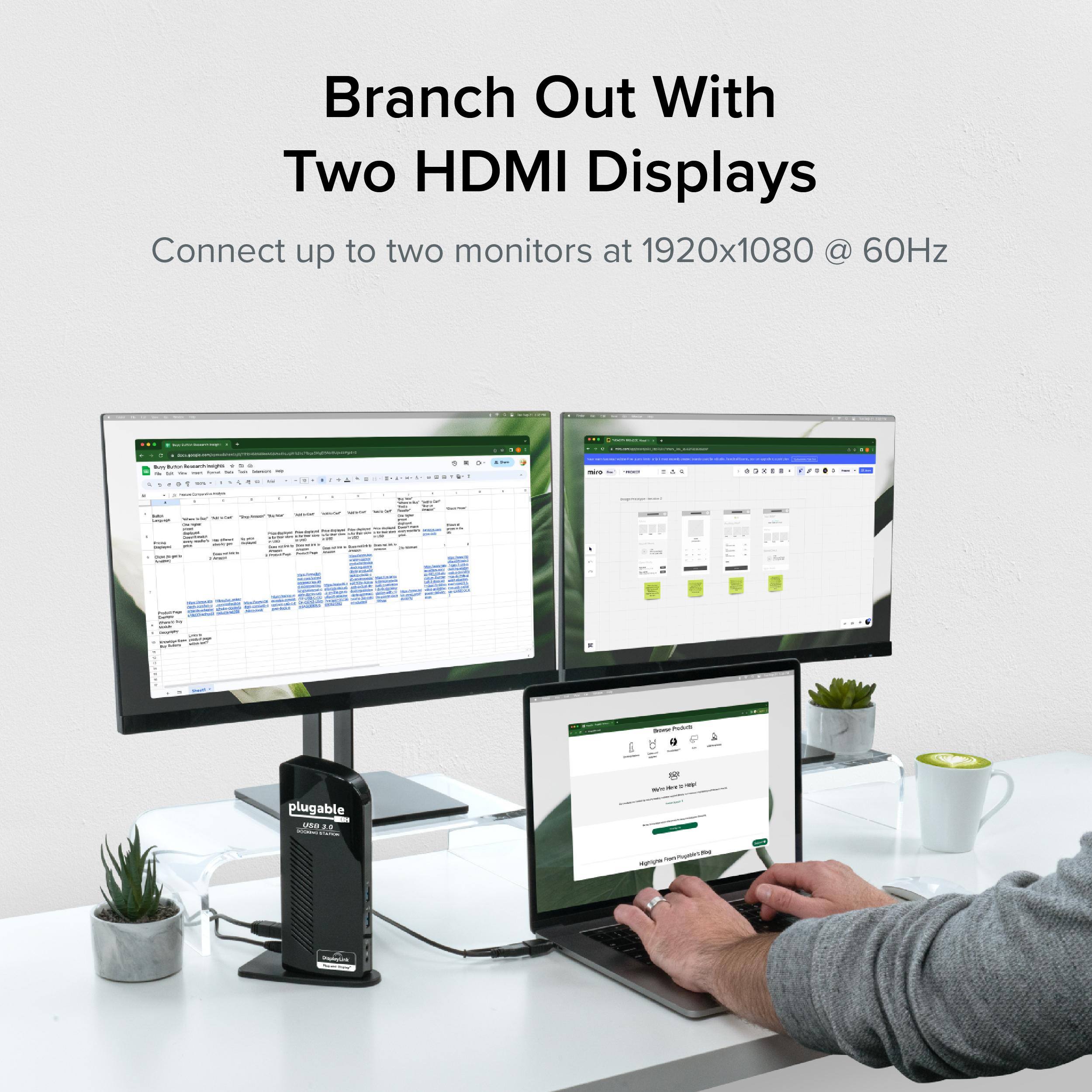 Branch Out With Two HDMI Displays  
Connect up to two monitors at 1920x1080 @ 60Hz
