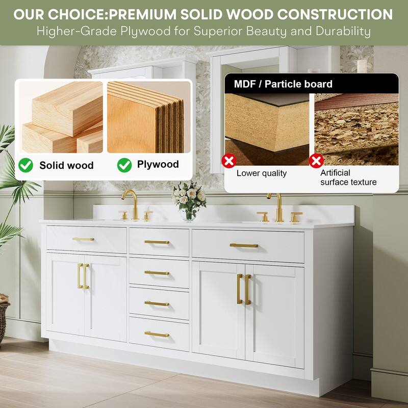 OUR CHOICE: PREMIUM SOLID WOOD CONSTRUCTION  
Higher-Grade Plywood for Superior Beauty and Durability  

Solid wood  
Plywood  

MDF / Particle board  
Lower quality  
Artificial surface texture