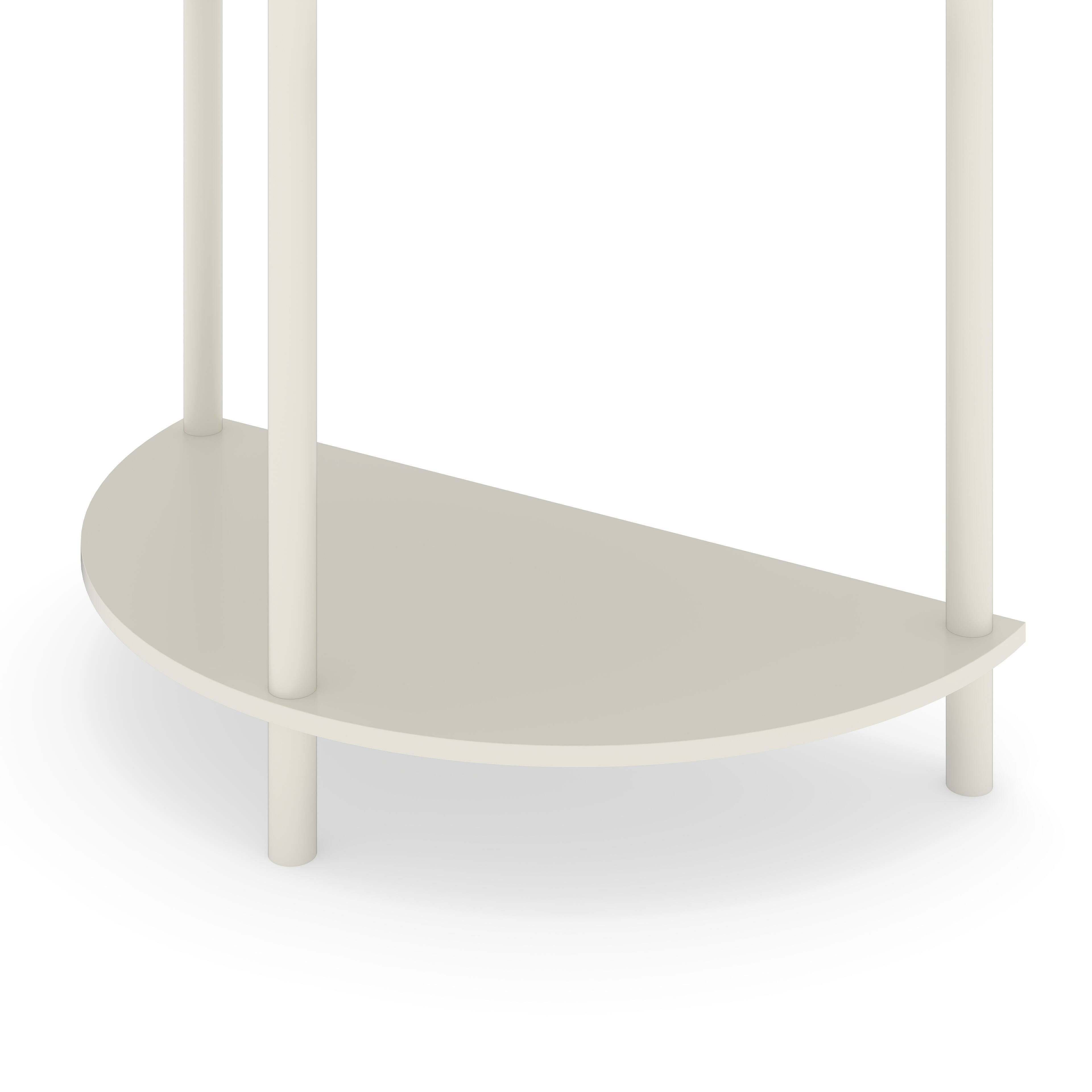 Alt View 10. Tiramisubest - Artisan-Crafted Demi-Lune Console Table with Cream Finish,Unique Half Moon Design End Table with 2 Drawers and Shelf - Cream White.