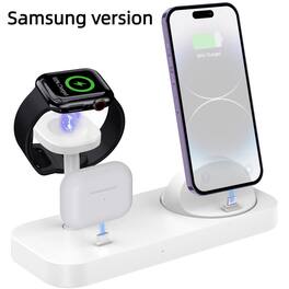 SKRAN - Multifunctional 3-in-1 Phone Stand - Phone Charger for Samsung Phone, Earphones and Watch, Wireless Charging Stand,White - White