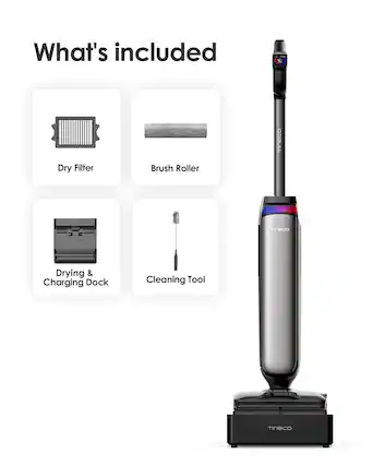 What's included
- Dry Filter
- Brush Roller
- Drying & Charging Dock
- Cleaning Tool