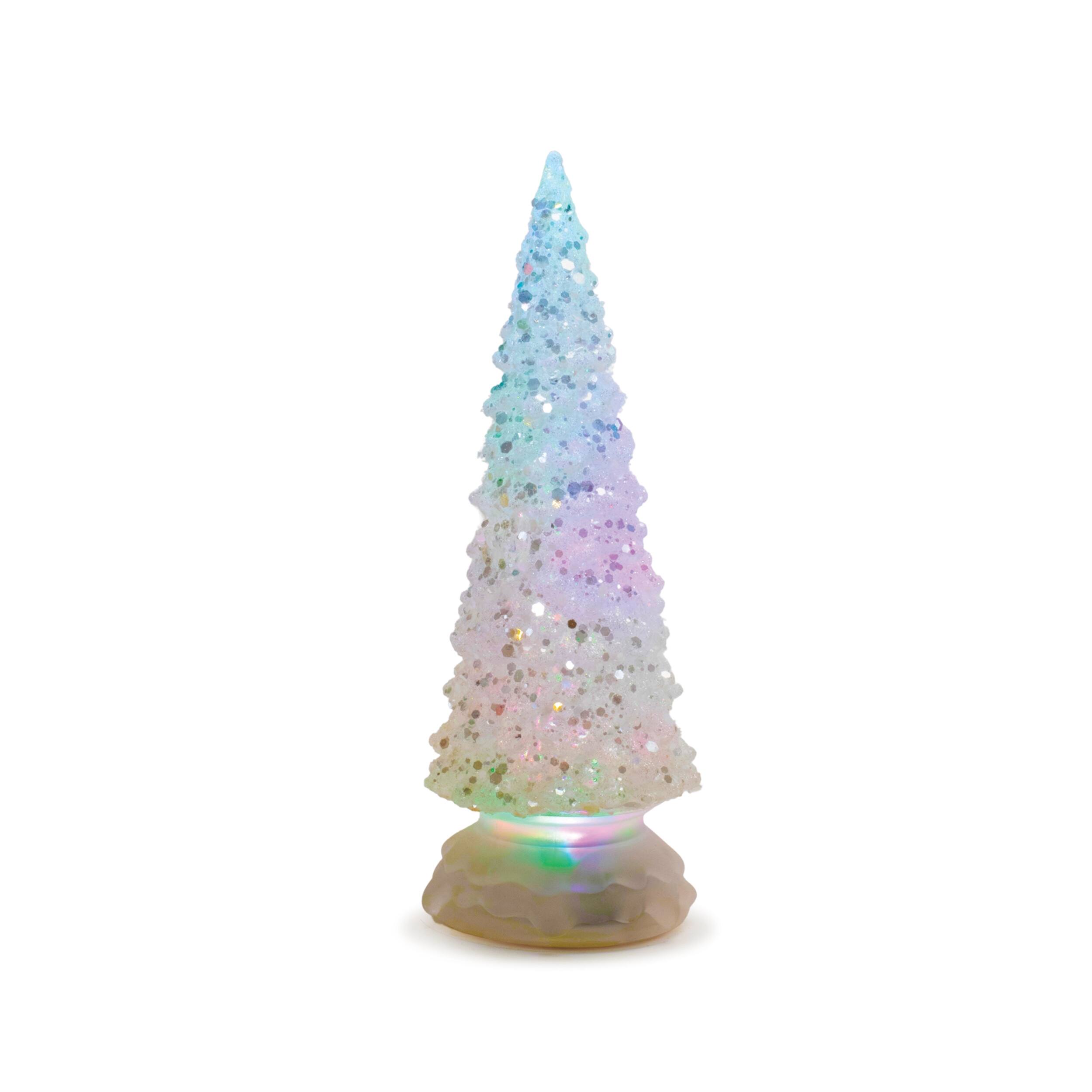 Left. BreeBe - LED Multicolor Textured Glass Tree (Set of 3) - White, Mulit.