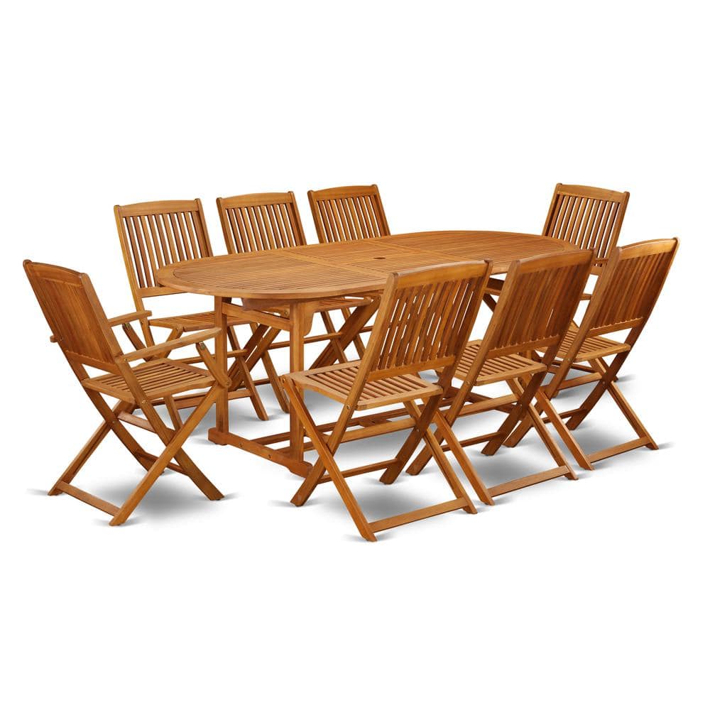 East West Furniture - Wooden Patio Set Natural Oil - Brown