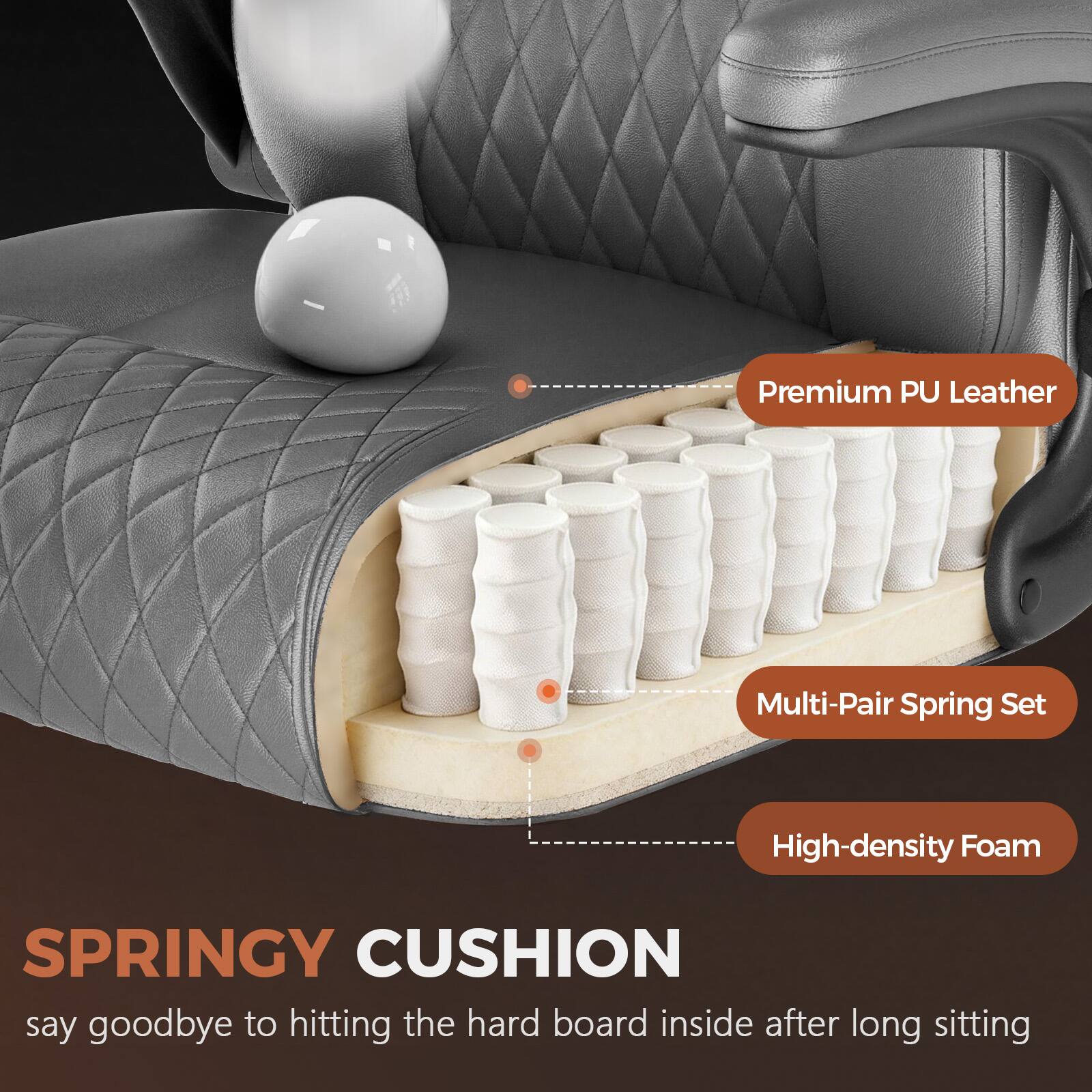 Premium PU Leather Multi-Pair Spring Set High-density Foam SPRINGY CUSHION say goodbye to hitting the hard board inside after long sitting