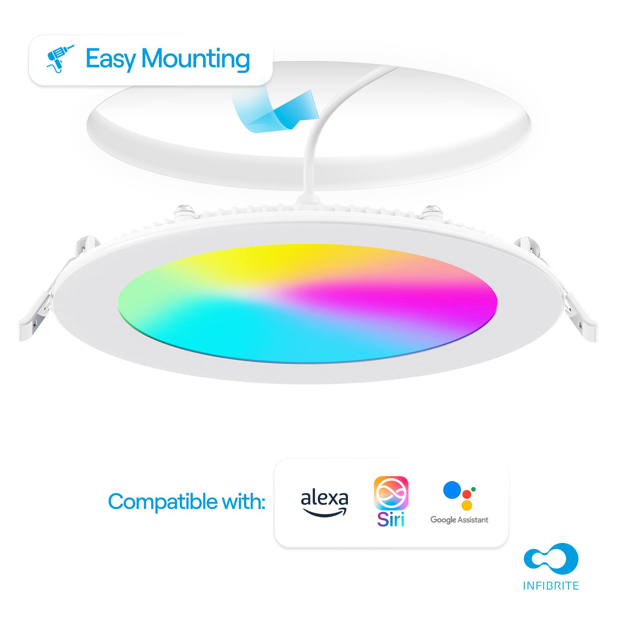 Easy Mounting
Compatible with: alexa Siri Google Assistant
INFIBRITE