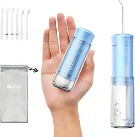 ESBANY - Water Flosser Mini Cordless Portable: 5 Modes Travel Water Dental Floss with Telescopic Water Tank, IPX7 Waterproof Oral