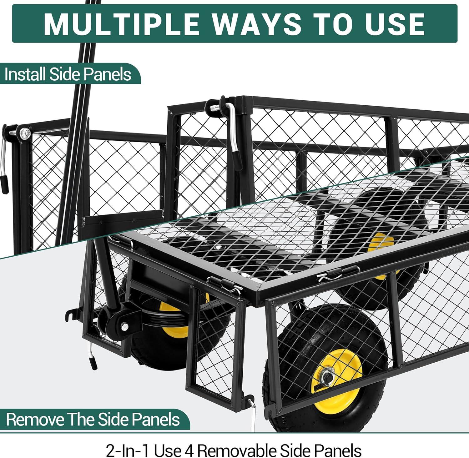 MULTIPLE WAYS TO USE

Install Side Panels

Remove The Side Panels

2-In-1 Use 4 Removable Side Panels
