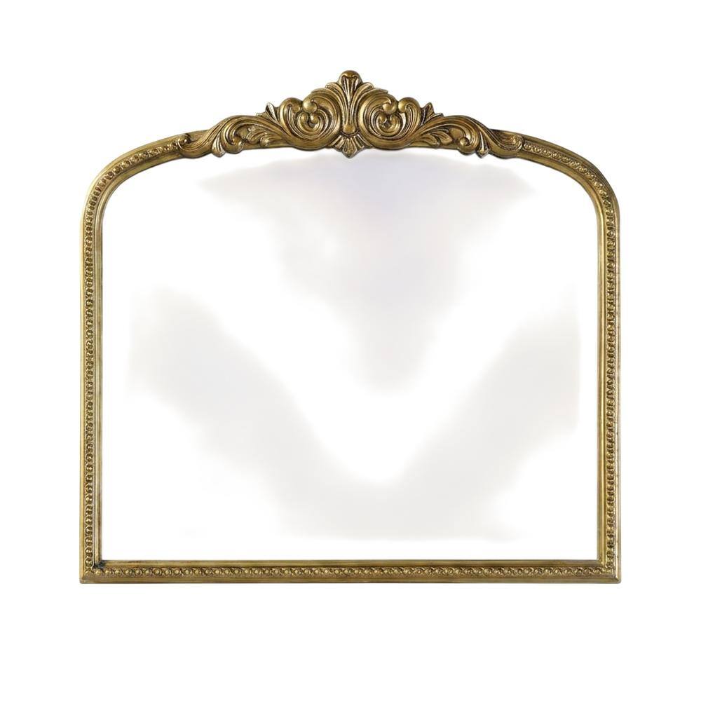 Front. Elegant Decor - Naomi Vintage Resin Mirror 33x30 in Antique Brass - Antique Brass.
