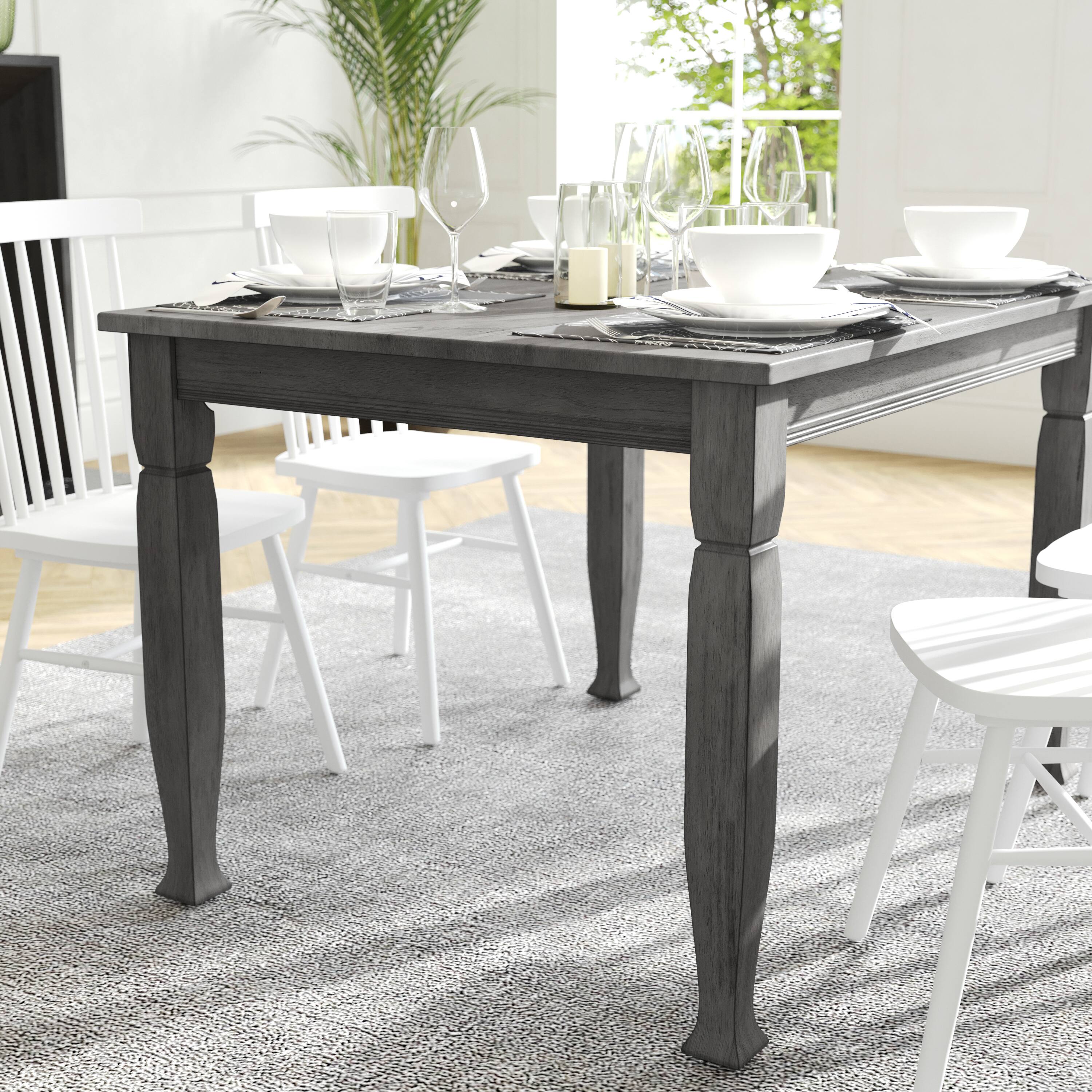 Alt View 3. Flash Furniture - Grace 47" Solid Wood Dining Table with Turned Wooden Legs, Commercial Grade Heavy Duty Rectangle Wood Table for 4, Antiq - Gray.