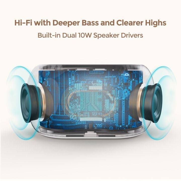 Hi-Fi with Deeper Bass and Clearer Highs  
Built-in Dual 10W Speaker Drivers