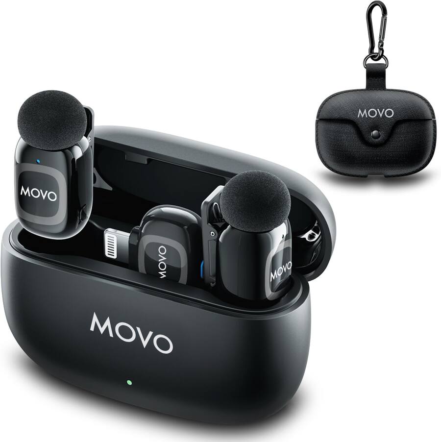 MOVO NanoMic Wireless Lavalier Microphone System with Charging