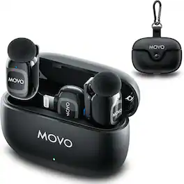MOVO - NanoMic Wireless Lavalier Microphone System with Charging Case (Lightning) for iPhone