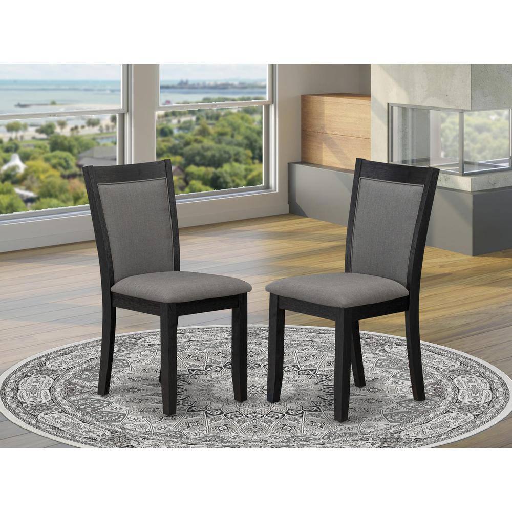 Alt View 4. East West Furniture - MZC6T50 Modern Dining Chairs - Dark Gotham Grey Linen Fabric Seat and High Chair Back - Wire Brushed Black Finish (SET - Wire Brush Black.