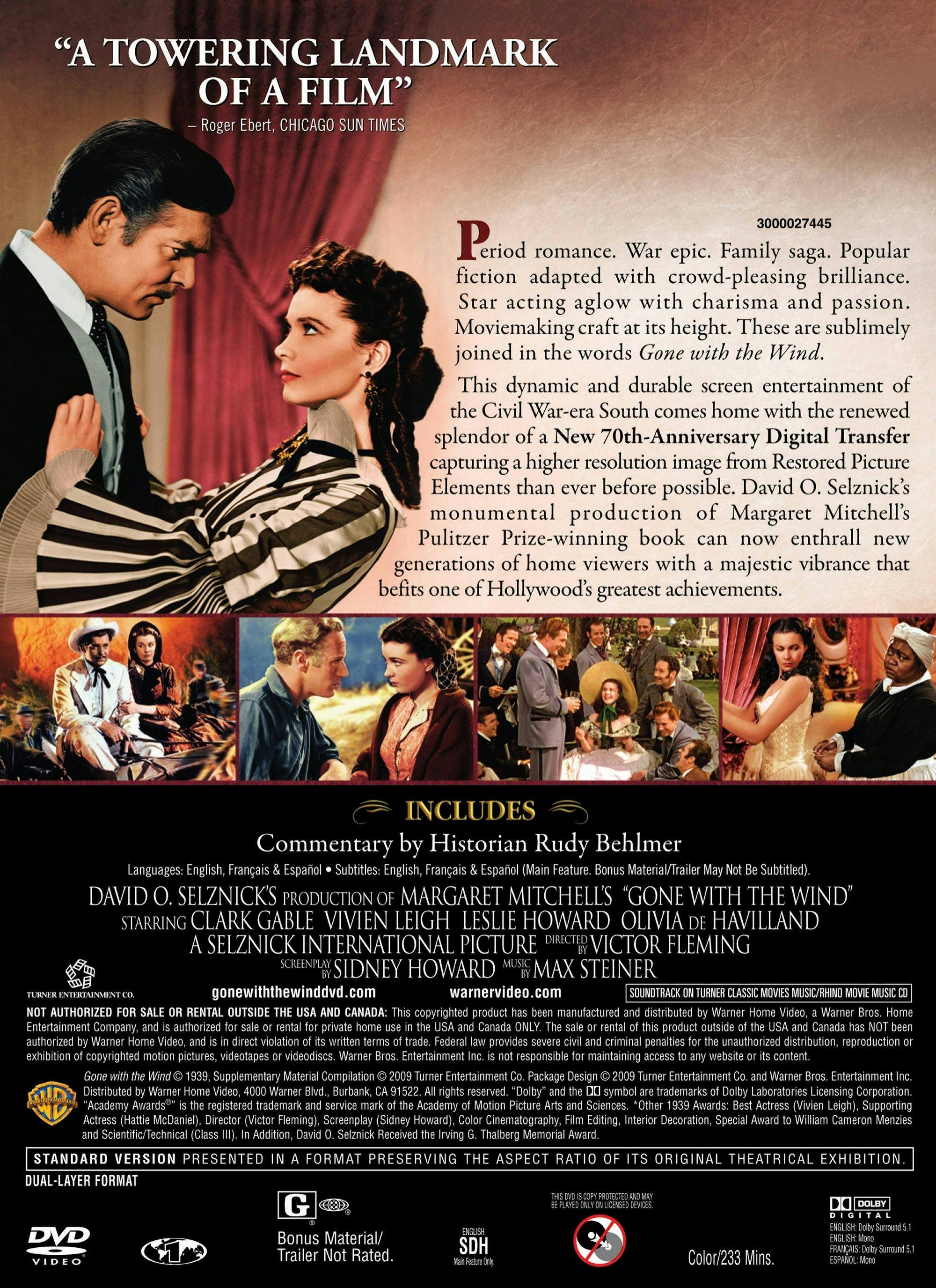 Back. Gone With the Wind (Special Edition) [DVD].