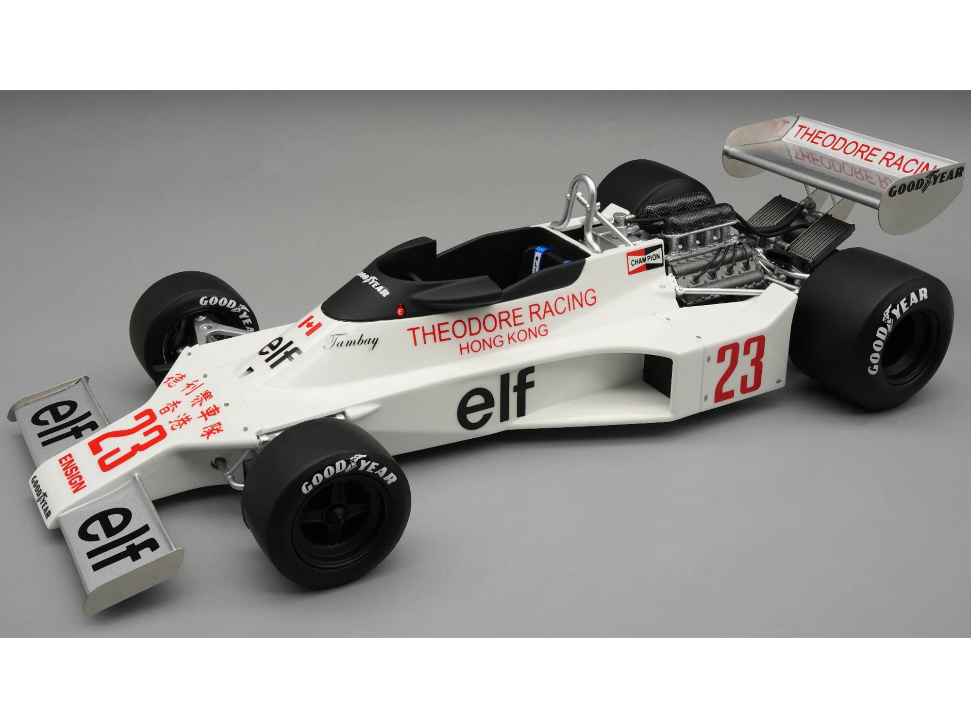 THEODORE RACING  
HONG KONG  
23  
elf  
GOOD YEAR  
CHAMPION  
elf  
ENSIGN