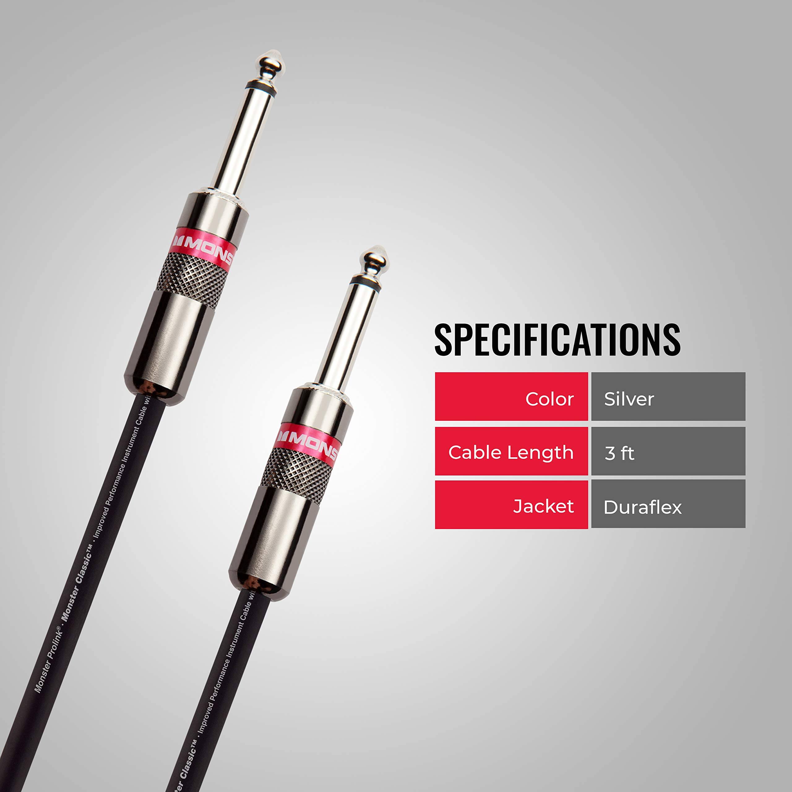 **SPECIFICATIONS**

- **Color:** Silver
- **Cable Length:** 3 ft
- **Jacket:** Duraflex

**Monster ProLink* Monster Classic**  
Improved Performance Cable