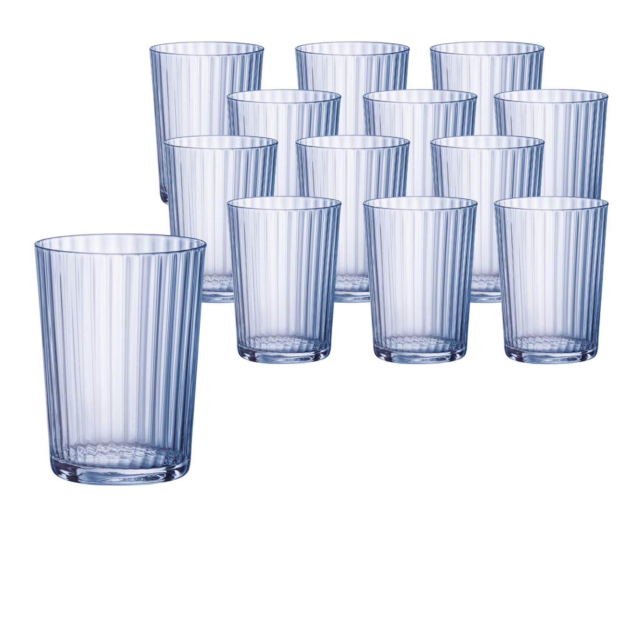 Bormioli Rocco - Gin Fizz Tumblers, Sapphire Blue 17 Oz (Set of 12) - Clear