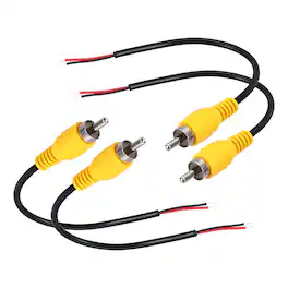 Unique Bargains - 4pcs 6" Flat RCA Male Plug to Bare Wire Adapter for Audio Video Amplifier Speaker Wire - Yellow