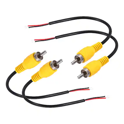 Front. Unique Bargains - 4pcs 6" Flat Yellow RCA Male Plug to Bare Wire Adapter for Audio Video Amplifier Speaker Wire - Yellow.