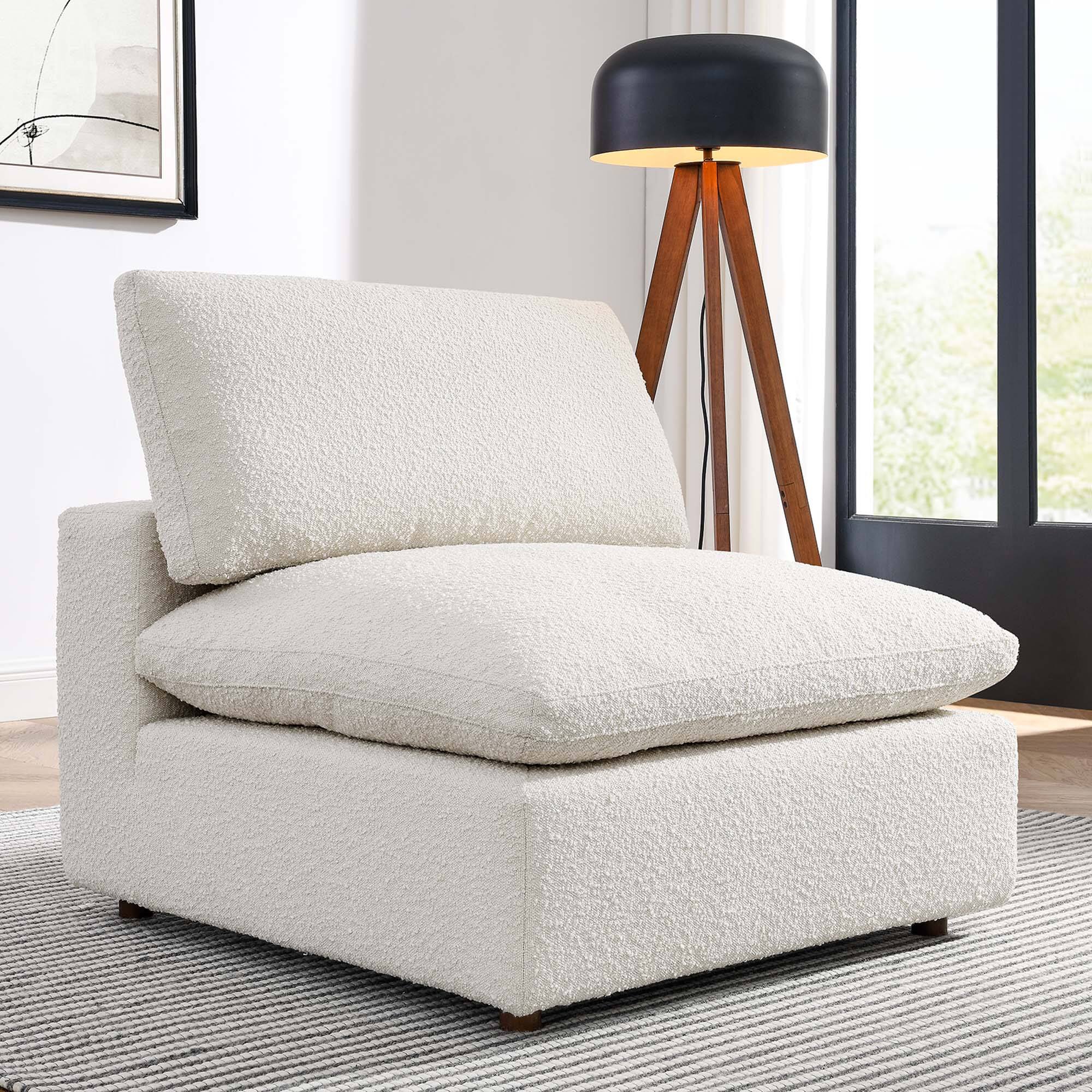 Alt View 7. Modway - Commix Down Filled Overstuffed Boucle Fabric Armless Chair by Modway - Ivory.