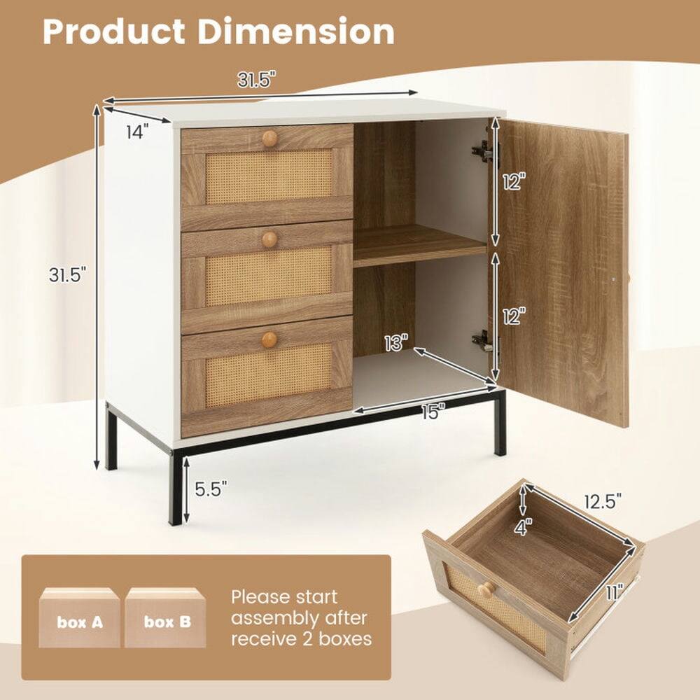 Product Dimension  
31.5" x 14" x 31.5"  
12" x 13" x 12"  
5.5"  
15"  
12.5" x 4" x 11"  

Please start assembly after receiving 2 boxes (box A and box B)