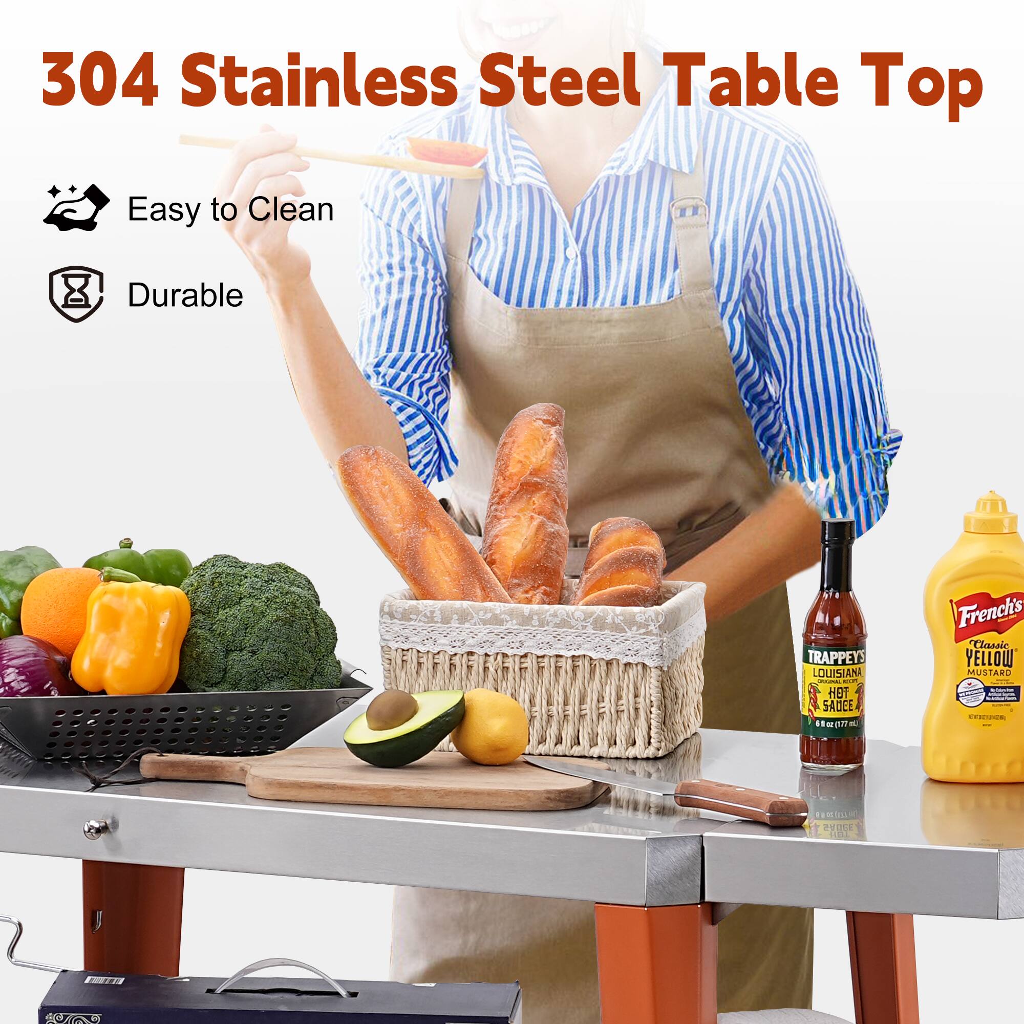 304 Stainless Steel Table Top

- Easy to Clean
- Durable

TRAPPEY'S LOUISIANA HOT SAUCE

French's Classic YELLOW MUSTARD