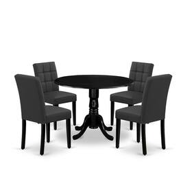 East West Furniture - 5 Piece Kitchen Table Set - Black