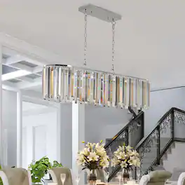 Sofucor - Modern Crystal Chandelier 8 Lights Raindrop Oval Hanging Pendant Ceiling Light Fixture for Dining Living Room Kitchen - Transparent