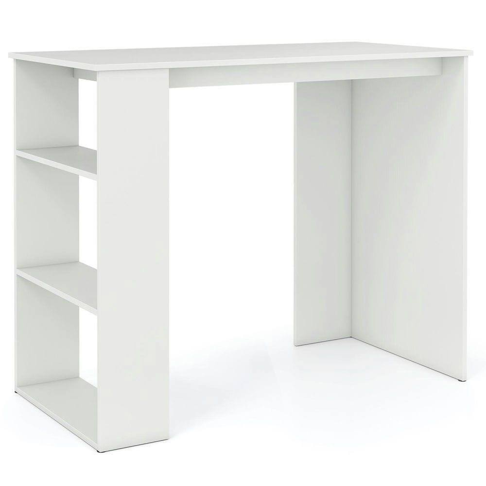 Alt View 2. Kadyn - Computer Desk with Bookshelf - Space-Saving Design for Small Areas, White - White.
