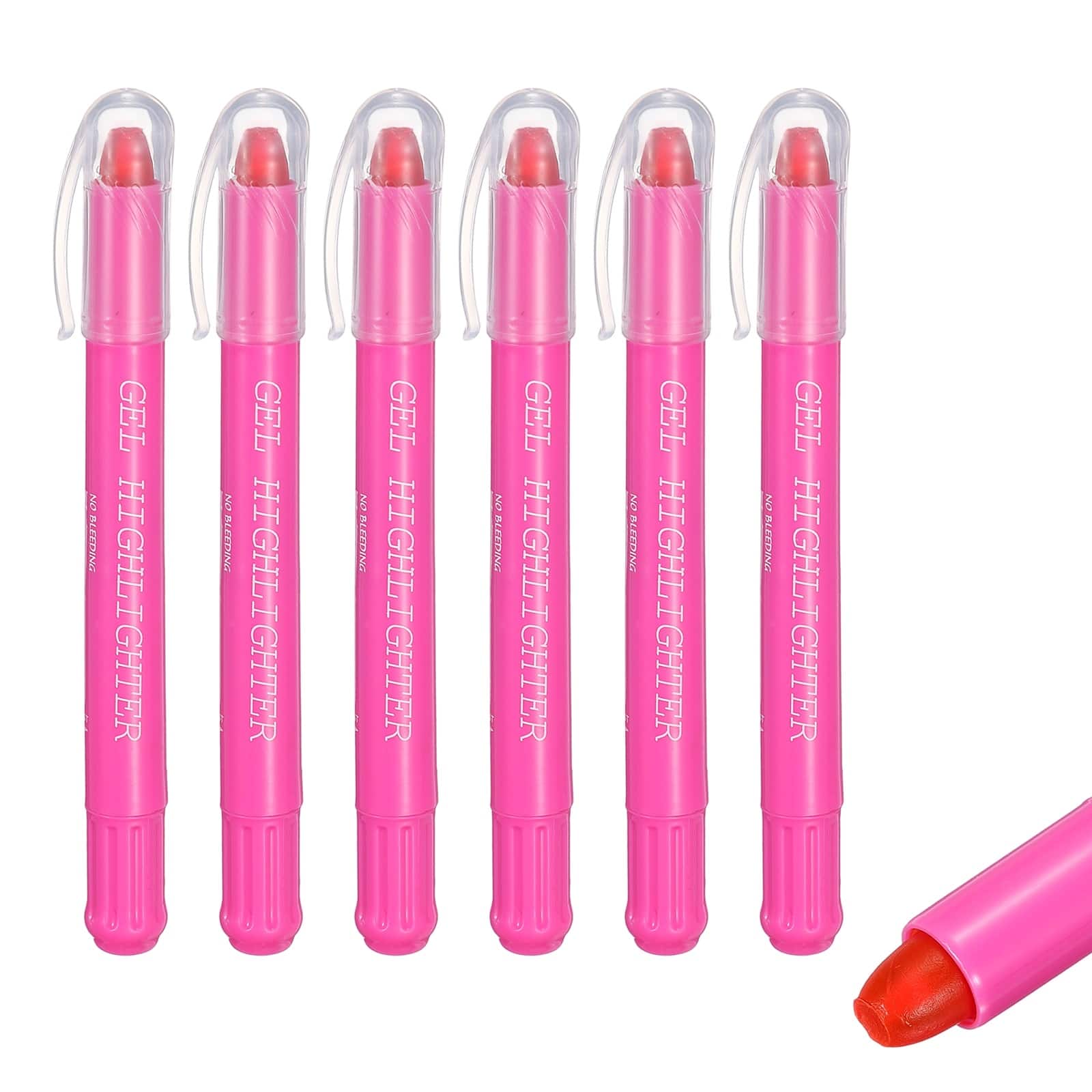 Unique Bargains - 6pcs Gel Highlighters, No-Bleed Wax Crayon, Neon Twist-Up Stick for Office & Books - Hot Pink price history on PriceWatchPro