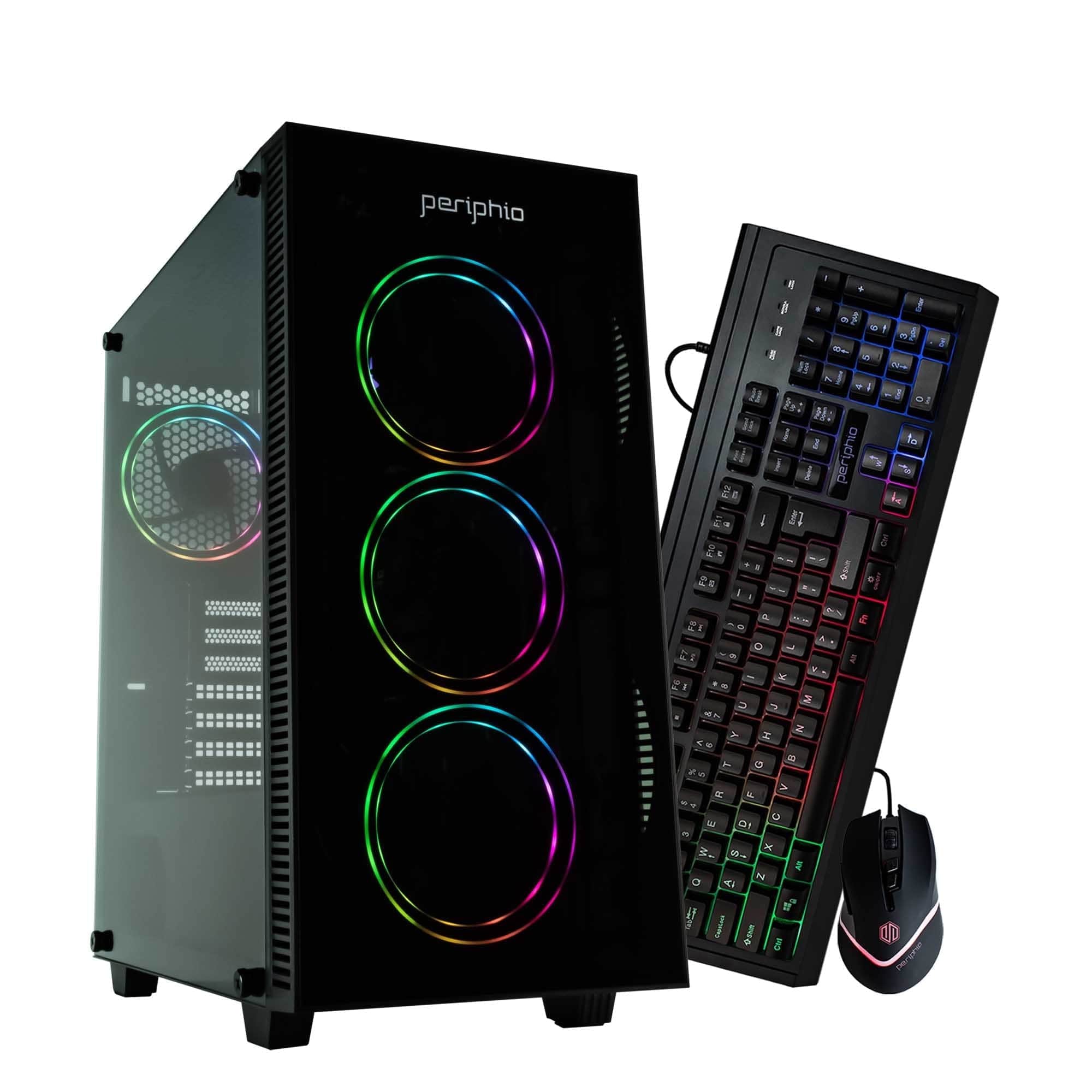 Periphio - Terra Gaming PC Bundle-AMD Ryzen 5, Radeon Vega 7 iGPU, 16GB RAM, 1TB NVMe (SSD), Win 11 Gaming with Mse+Kybd - Black