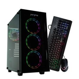Periphio - Terra Gaming PC Bundle-AMD Ryzen 5, Radeon Vega 7 iGPU, 16GB RAM, 1TB NVMe (SSD), Win 11 Gaming with Mse+Kybd - Black