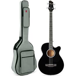 Best Choice Products - Acoustic Electric Bass Guitar w/ Equalizer, Truss Rod, Padded Gig Bag - Black