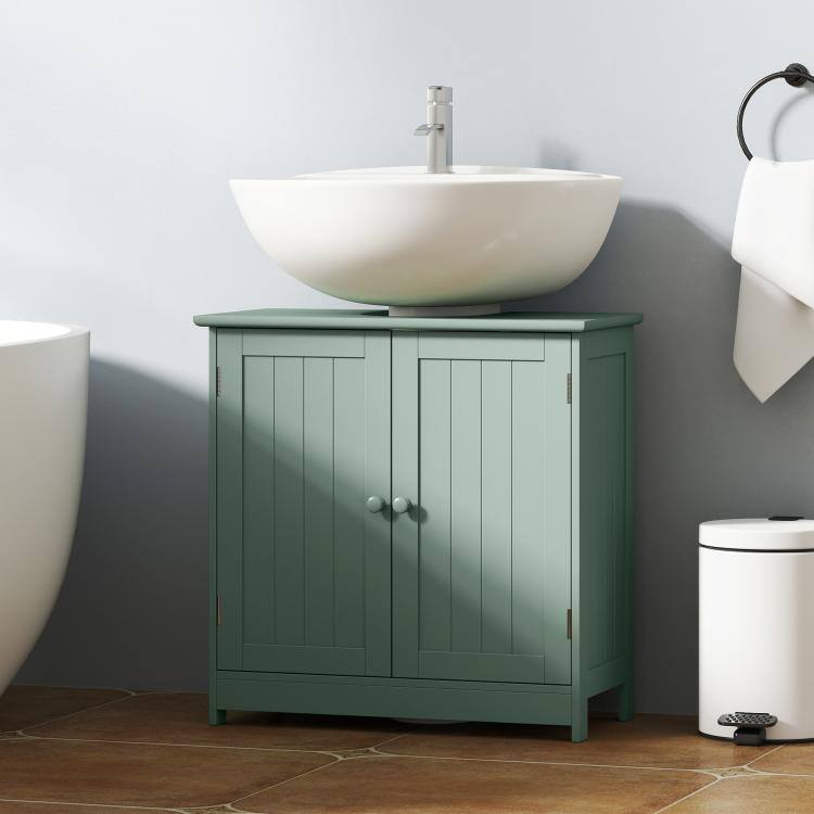 Alt View 2. PULUZ - Bathroom Vanity Cabinet, Under Sink Bathroom Cabinet with 2 Doors and Adjustable Shelf - Dark Green.