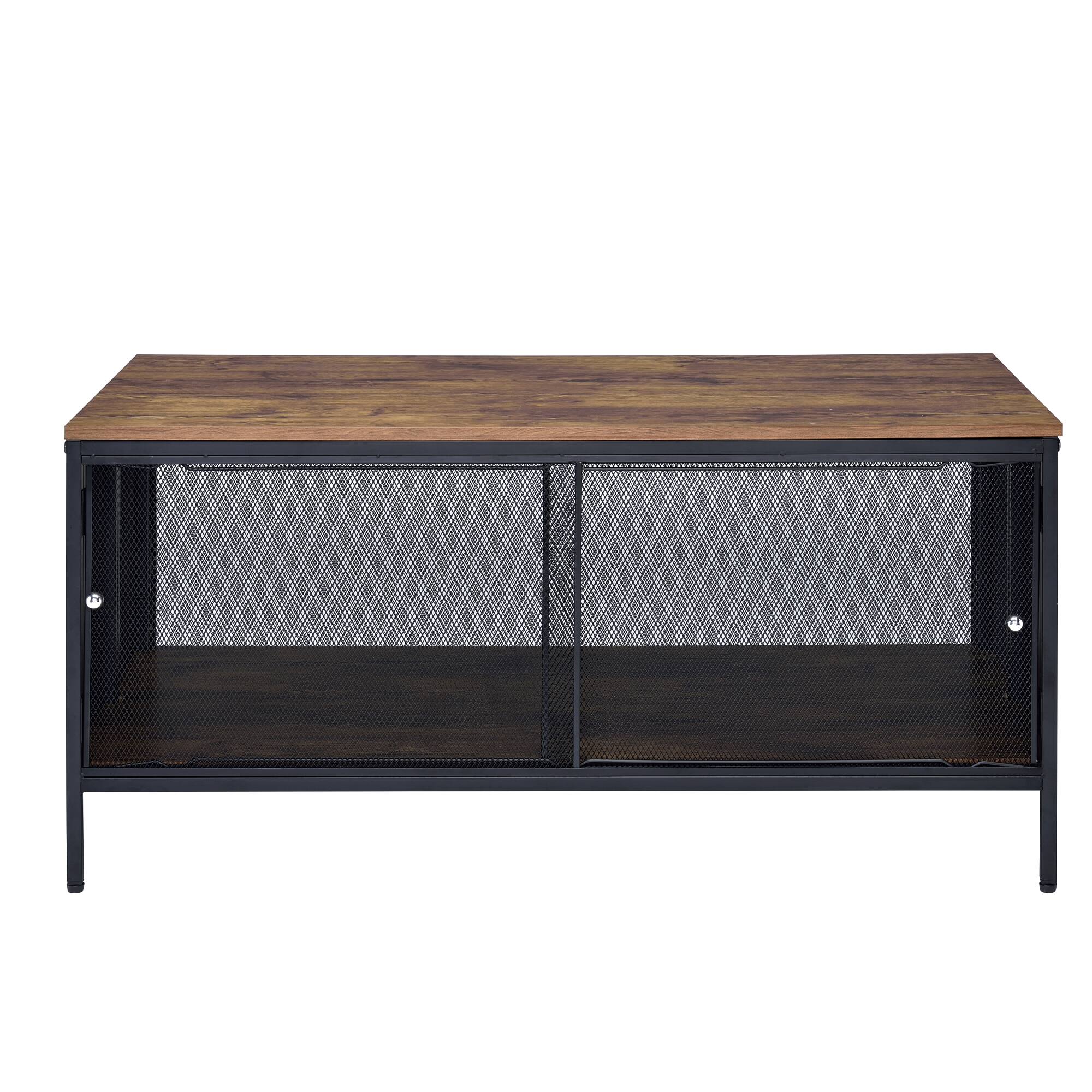 Left. GOODSILO - Antique Oak and Black Finish Foldable Coffee Table with Storage Compartment for Living Room Decor - Black+Oak.