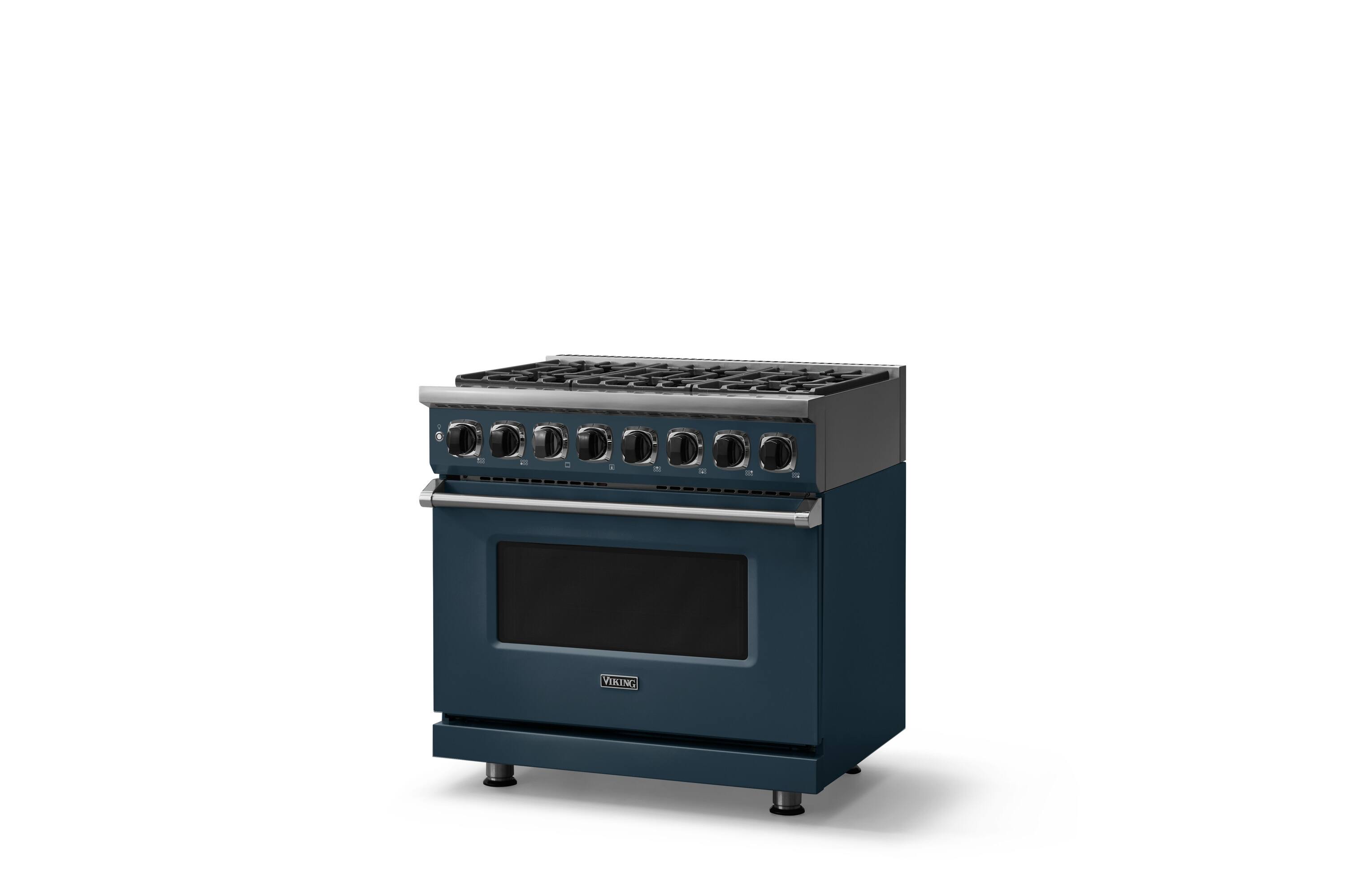 Angle. Viking - 36 in. Wide 6 Burner Dual Fuel Sealed Burner Range - Squall.