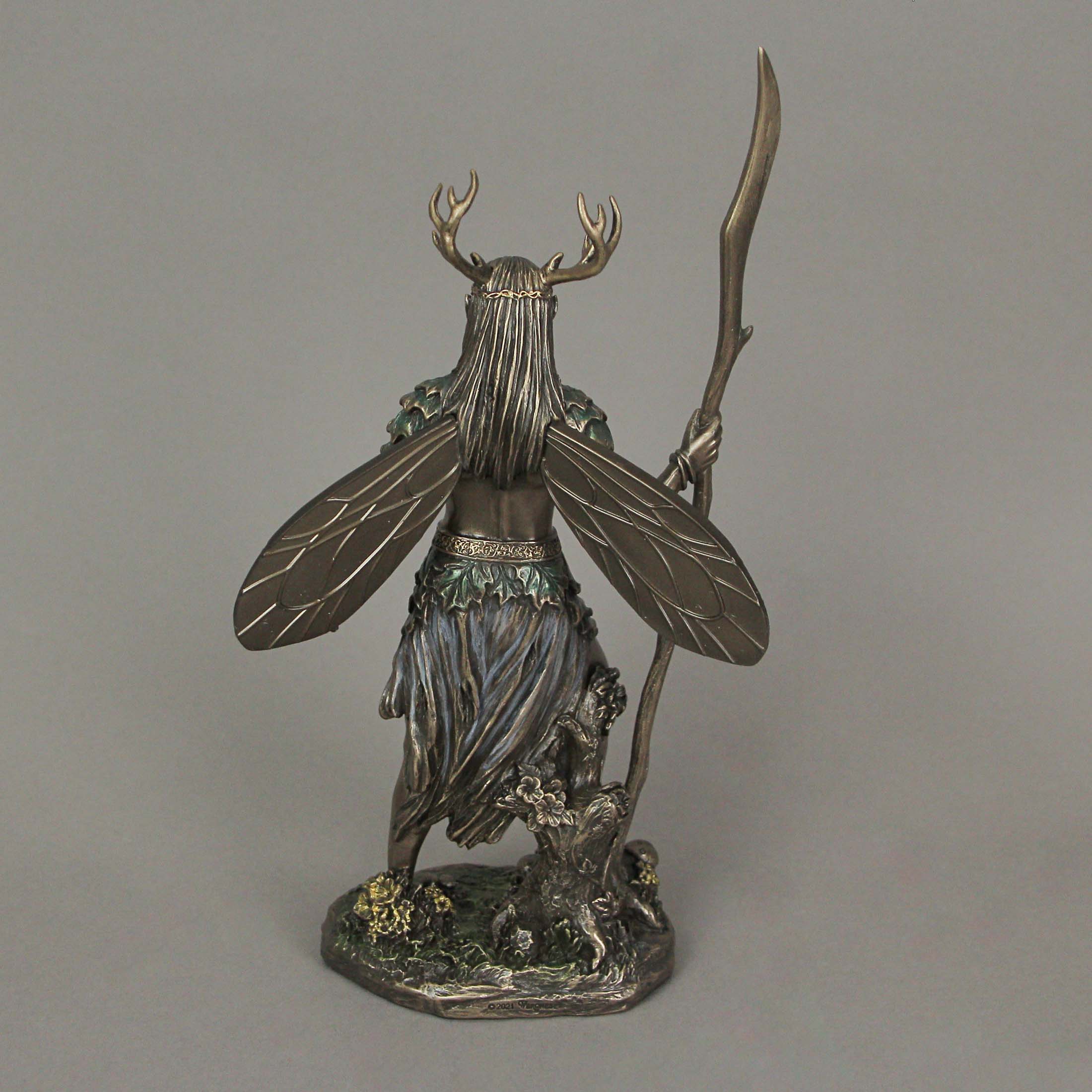 Alt View 2. Veronese Design - Celtic Antler Druid Wielding Staff Bronze Resin Statue Pagan Home Decor Sculpture - Bronze.